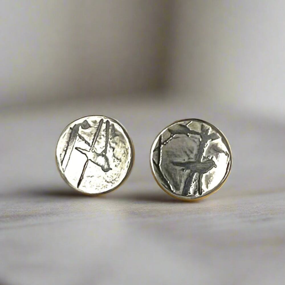 Andree Chenier Argentium Silver Bird Stud Earrings